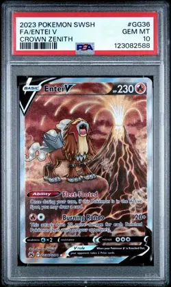 Entei V Crown Zenith Pokemon Sword And Shield Crown Zenith GG36 PSA 10 - Image 1
