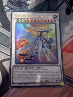YUGIOH Ultra Rare Cosmic Quasar Dragon DUNE-EN037 1st Edition - Image 1