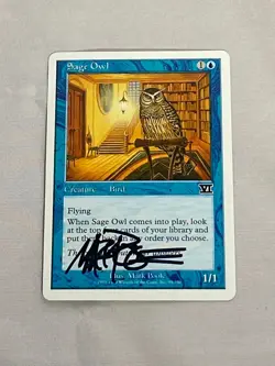MTG Sage Owl Artist Proof Sketch and Signature Signed Poole - Image 1