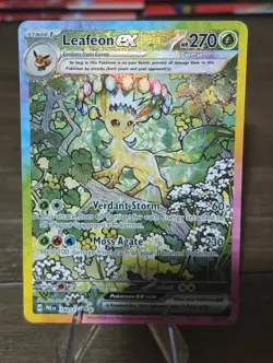 Pokemon TCG Leafeon EX Prismatic Evolutions Double Rare Rainbow Holo Must Have. - Image 1
