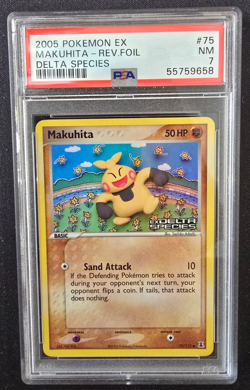 PSA 7 Makuhita - 75/113 - reverse holo - Delta Species - 2005 - Pokemon - Image 1