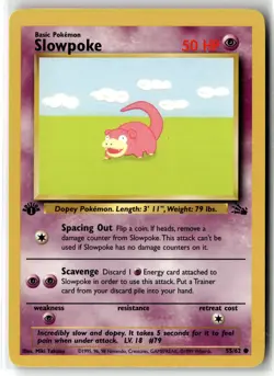 Slowpoke ⭐ 55/62 Common Fossil 1999 Pokemon 1st Edition NM - Image 1