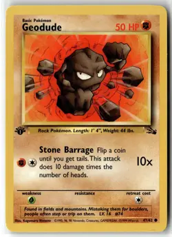 Geodude ⭐ 47/62 Common Fossil 1999 Pokemon 1st Edition NM - Image 1