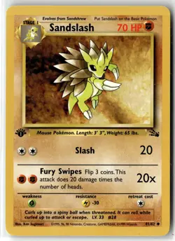 Sandslash ⭐ 41/62 Uncommon Fossil 1999 Pokemon 1st Edition NM - Image 1