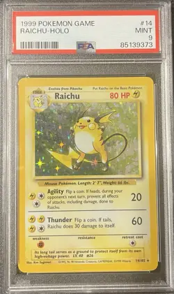 Pokemon PSA 9 Raichu 014/102 Base Set Holo - Image 1