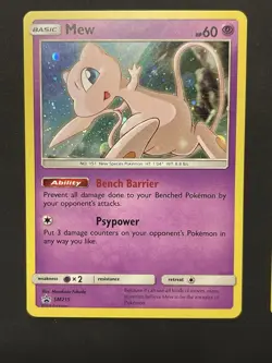 Pokemon TCG Mew SM215 Sun & Moon Black Star Promo Cosmos Holo LP+ - Image 1