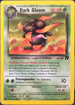 Dark Gloom 36/82 Team Rocket Pokemon TCG 1999-2000 MP - Image 1