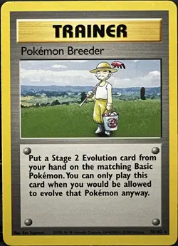 Pokemon Breeder 76/102 Base Set Unlimited Rare Pokemon TCG 1999 LP - Image 1