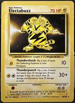 Electabuzz 020/102 Base Set Rare Pokemon tcg 1999 Heavily played - Image 1