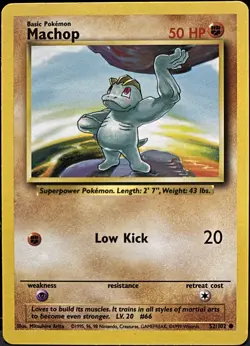 Machop 52/102 Base Set Unlimited - Pokemon TCG 1999 - MP - Image 1