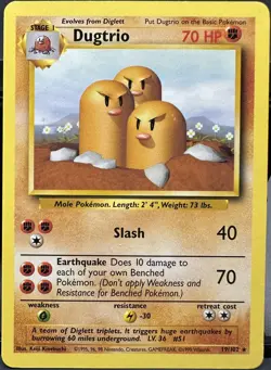 Dugtrio 19/102 Base Set Rare Pokemon tcg 1999 Lightly played - Image 1