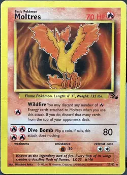 Moltres (27) 27/62 Fossil Rare Pokemon tcg 1999 Heavily played - Image 1