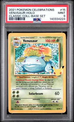 2021 Pokemon Celebrations Classic Collection Venusaur Holo #15 PSA 9 - Image 1