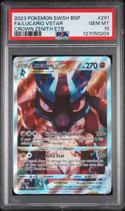 2023 POKEMON SWSH BLACK STAR PROMO #291 FULL ART/LUCARIO VSTAR PSA 10 - Image 1
