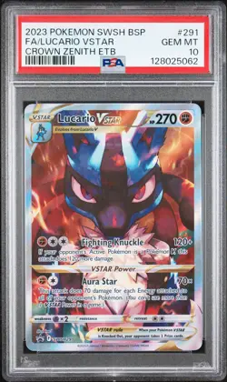 2023 POKEMON SWSH BLACK STAR PROMO #291 FULL ART/LUCARIO VSTAR PSA 10 - Image 1