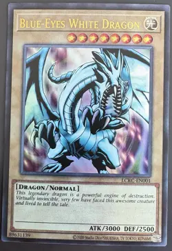 2020 Yu-Gi-Oh Blue-Eyes White Dragon...Card # LCKC-EN001...Mint Condition - Image 1