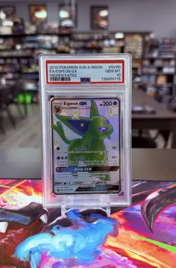 Espeon GX PSA 10 English Pokemon Card SV60 Hidden Fates 2019 Sun & Moon - Image 1