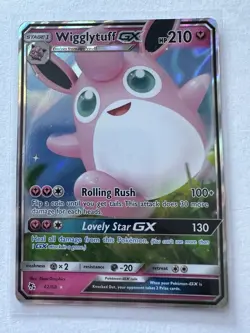 Wigglytuff GX 42/68 HOLO Pokemon Card Sun & Moon Hidden Fates Holo Rare - Image 1