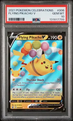 2021 Pokemon Celebrations # 006 Flying Pikachu V PSA 10 Card GEM MINT! Free Ship - Image 1