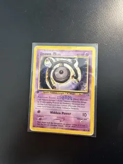 Pokemon Unown Card M 49/75 1st Edition Neo Discovery DAMAGED - Image 1