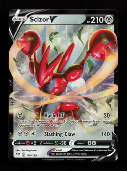Scizor V 118/189 Ultra Rare SWSH03: Darkness Ablaze Pokemon Card - Image 1