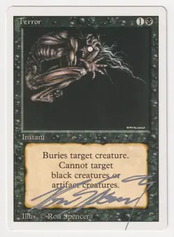 Silver Signed Terror NM Revised Edition Artist Ron Spencer 1994 WOTC MTG Magic! - Image 1