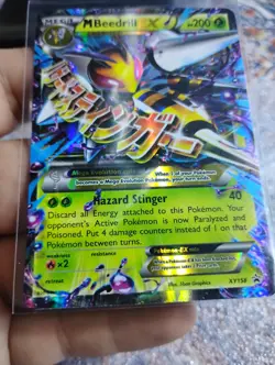 Pokemon TCG M BEEDRILL EX XY158 2016 Black Star Promo LP - Image 2