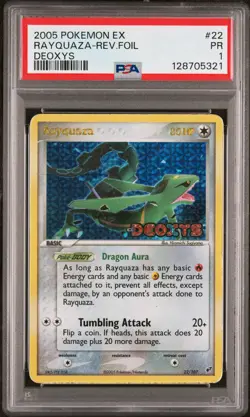 2005 POKEMON EX DEOXYS #22 RAYQUAZA-REVERSE FOIL PSA 1 - Image 1