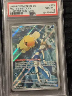 PSA 10 GEM MINT Pokemon TCG Misty's Psyduck Destined Rivals 193/182 Illustration - Image 1