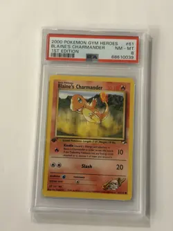 2000 Pokemon Gym Heroes 1st Edition Blaine's Charmander #61/132 PSA 8 Graded - Image 1