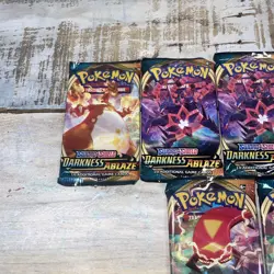 Pokemon Sword & Shield Darkness Ablaze Booster Packs Lot Of 7 - Image 2