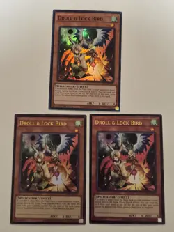 Droll & Lock Bird (x3) LCKC-EN077 Ultra Rare Yugioh Set +1 RA02-EN006 Super Rare - Image 1