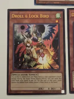 Droll & Lock Bird (x3) LCKC-EN077 Ultra Rare Yugioh Set +1 RA02-EN006 Super Rare - Image 2