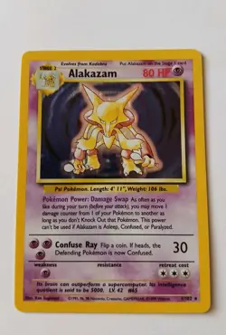Vintage ALAKAZAM 1/102 Base Set Holo 🌟 LP/NM TCG Card - Sugimori 1999 - Image 1