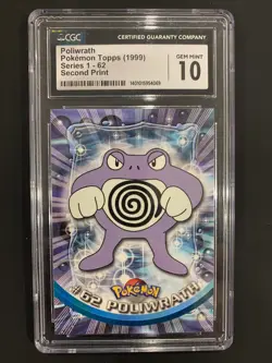 1999 Pokemon Tcg Poliwrath #62 Topps TV Card Vintage CGC 10 - Image 1