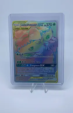 Celebi & Venusaur GX 182/181 Rainbow Secret Rare Team Up Pokemon Card NM/Mint - Image 3