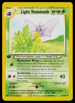 Pokemon Card - Light Venomoth Neo Destiny 53/105 Uncommon 1st Edition - Image 1