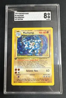 Pokemon TCG Holo Machamp Base Set 1st Edition #8 Graded SGC 8 NM/MT - Image 1