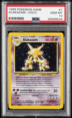 1999 POKEMON BASE SET UNLIMITED #1 ALAKAZAM-HOLO PSA 10 - Image 1