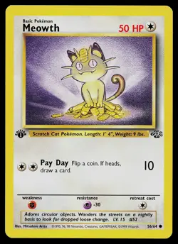 Pokemon Card - Meowth Jungle 56/64 Common 1st Edition - Image 1