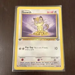 Pokemon TCG Meowth Jungle Card 56/64 1st Edition Common LP - Image 1