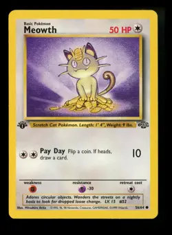 #2 1st Edition Meowth 56/64 Jungle 1999 WOTC Pokemon Card TCG - Image 1