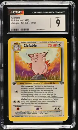 CGC 9 MINT Clefable 1999 Jungle 1st Edition 17/64 Pokemon Card - Image 1