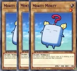 Yugioh - Mokey Mokey x 3 - 1st Edition NM - Plus Free Holographic Card - Image 1