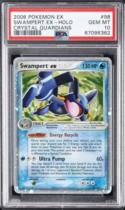2006 POKEMON EX CRYSTAL GUARDIANS #98 SWAMPERT EX-HOLO PSA 10 - Image 1