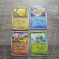 Pokemon 151 Costco Reverse Promos Lot - Pikachu, Squirtle, Bulbasaur, Charmander - Image 1