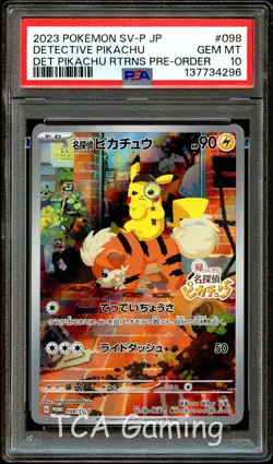 PSA 10 GEM MINT Detective Pikachu 098/SV-P HOLO Promo Japanese Pokemon Card 296 - Image 1