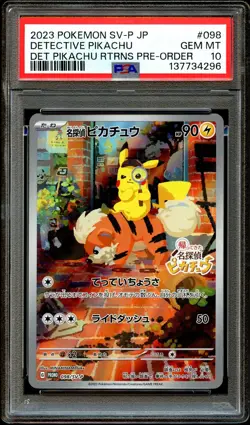PSA 10 GEM MINT Detective Pikachu 098/SV-P HOLO Promo Japanese Pokemon Card 296 - Image 2