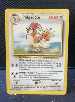 Pidgeotto 22/102 Pokemon Base Set Unlimited WOTC Rare MP/HP - Image 1