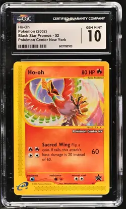 Ho-oh Pokemon Center PC NY CGC 10 - 2002 Pokemon WOTC Black Star Promos - Image 1